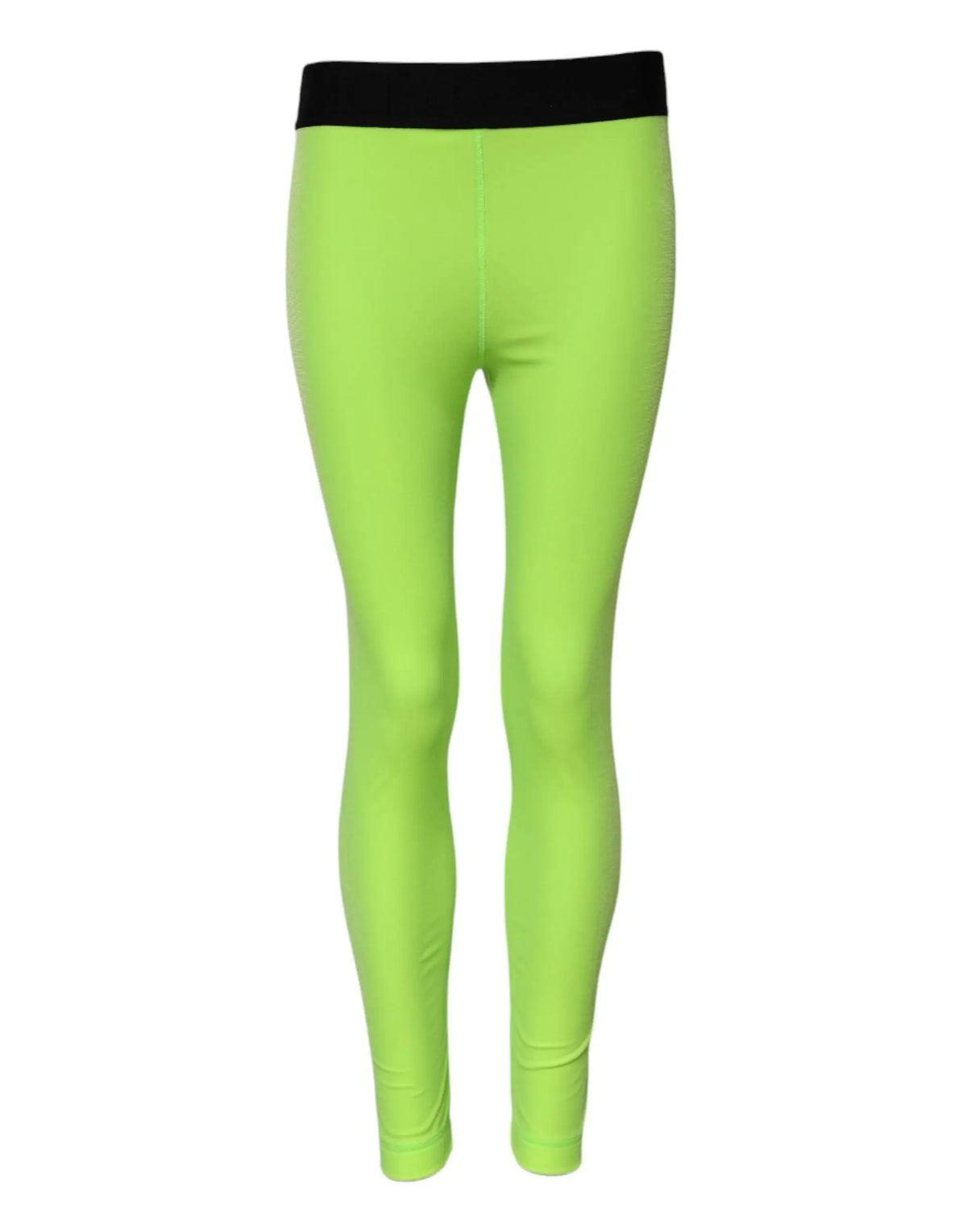 Leggings slim en nylon vert néon brillant avec taille élastique noire dolce & gabbana