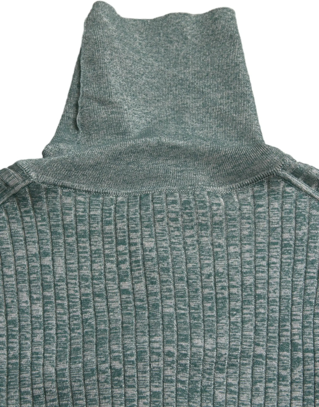 Pull à col roulé dolce & gabbana en polyester vert avec texture douce tricotée et finition côtelée gris chiné