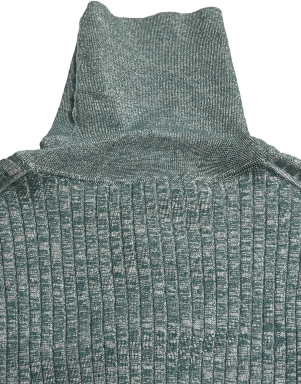 Pull à col roulé dolce & gabbana en polyester vert avec texture douce tricotée et finition côtelée gris chiné