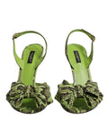 Sandales à talons Dolce & Gabbana en cuir python vert lime avec imprimé serpent et nœud décoratif à l’avant