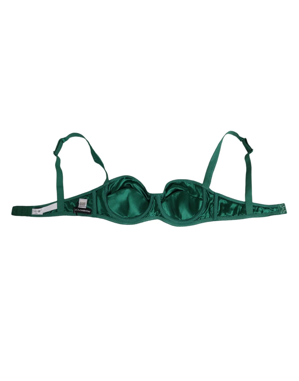 Soutien-gorge en satin vert émeraude dolce & gabbana semi rembourré avec armatures et bretelles ajustables au fini lisse