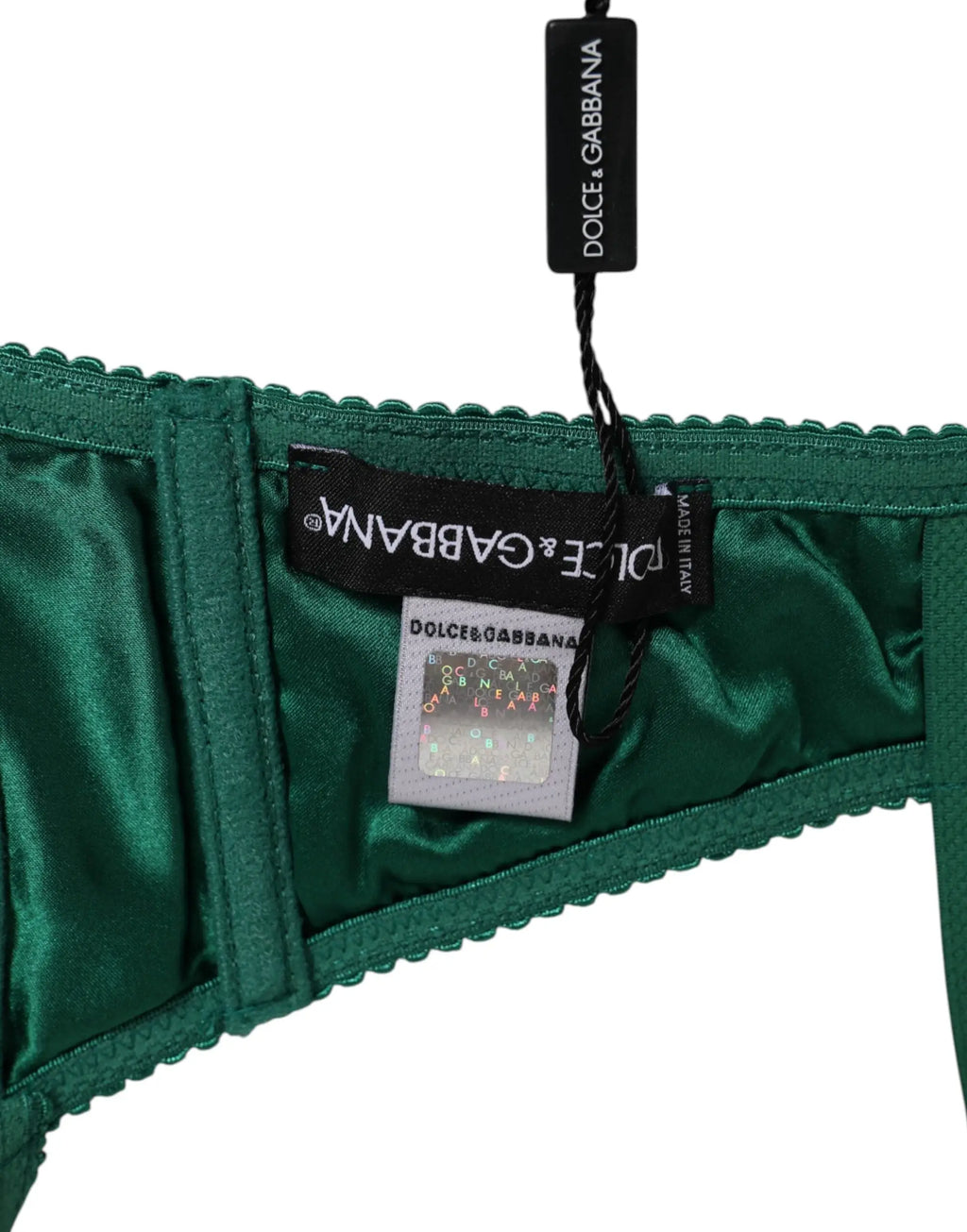 Soutien-gorge emerald green en satin avec armatures et bordure festonnée dolce & gabbana musk