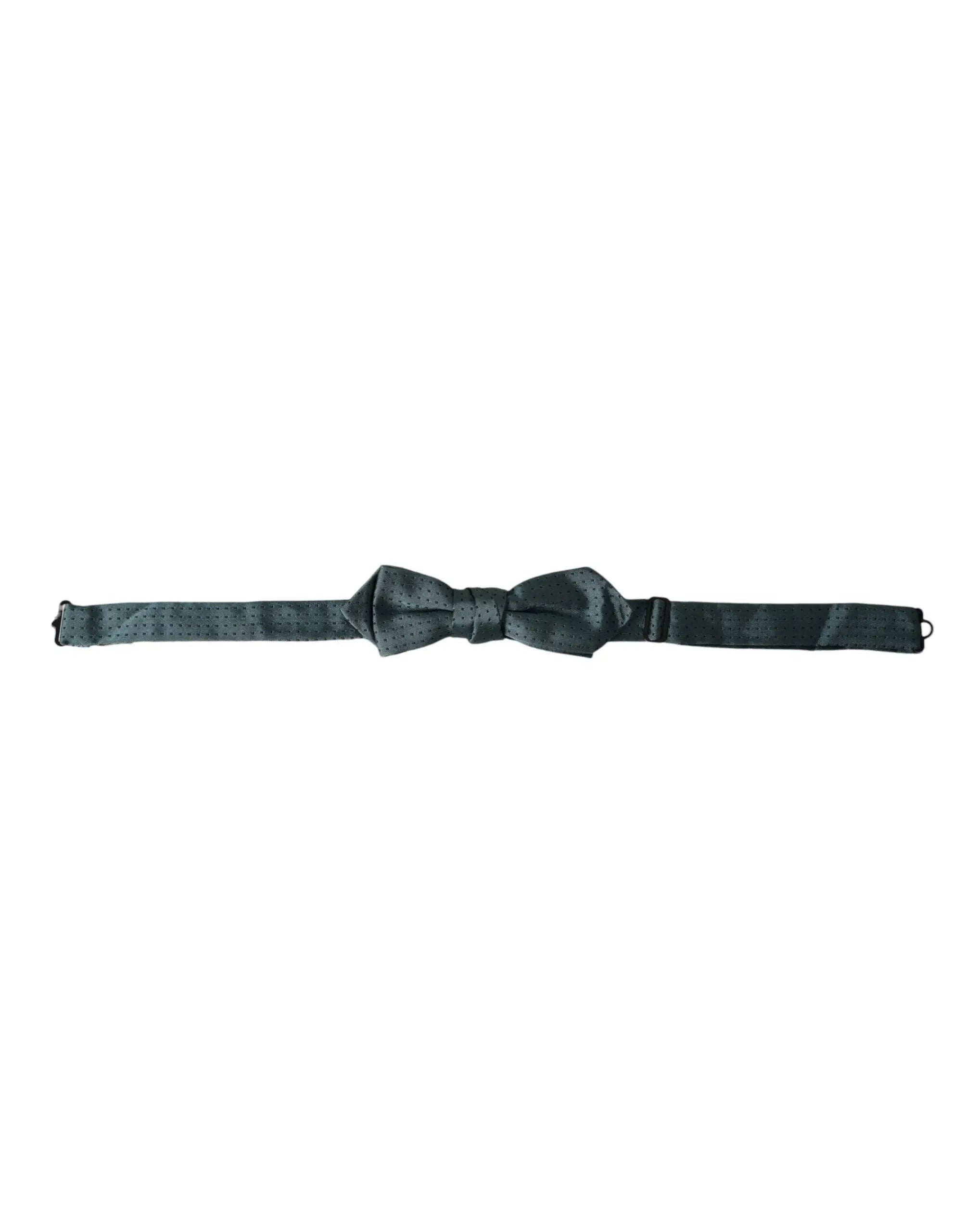 Noeud papillon dolce & gabbana vert foncé en soie avec finition satinée et motif à petits pois subtils ajustable homme