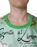 T-shirt en coton vert menthe dolce & gabbana avec imprimé floral et citron et texte cursif granita al limone