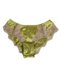 Culotte dolce & gabbana en satin de soie verte lime avec délicat bord en dentelle beige floral