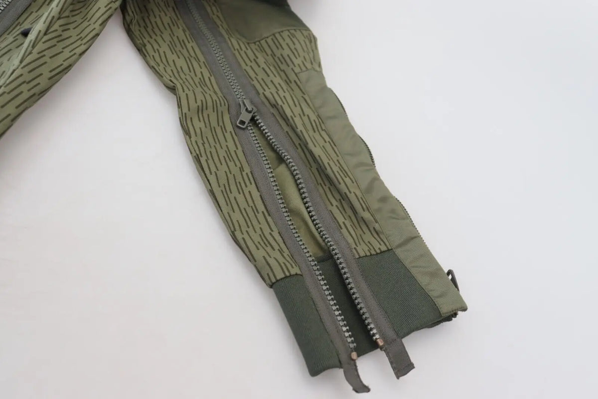 Veste olive avec motif rayé diagonal distinctif et double fermeture éclair sur la manche pour homme dolce gabbana