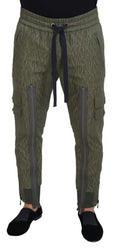 Pantalon cargo vert olive dolce & gabbana avec motif géométrique et fermetures éclair gris foncé aux poches et côtés
