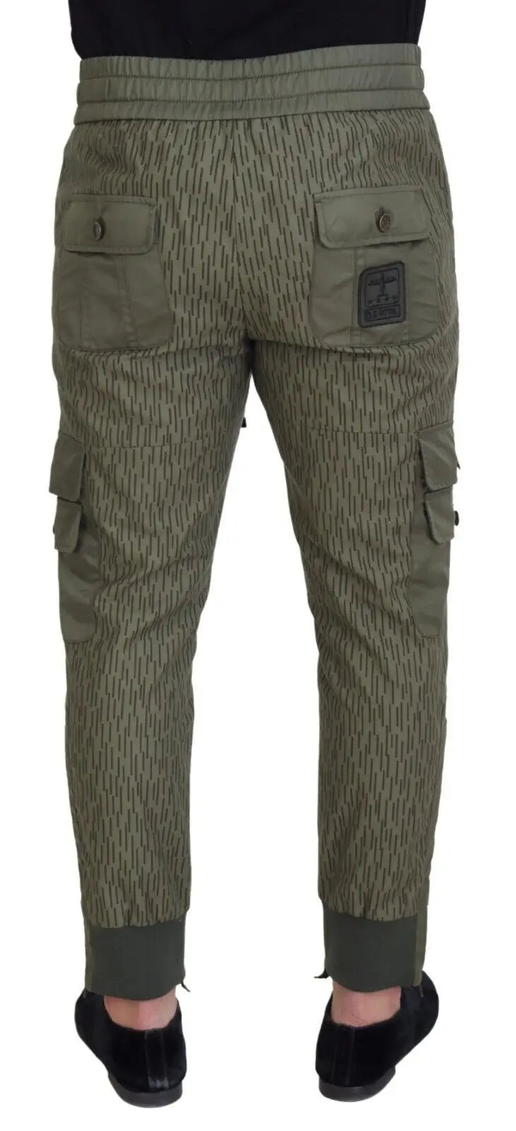 Pantalon cargo pour homme dolce & gabbana vert olive à rayures avec motif camouflage et multiples poches