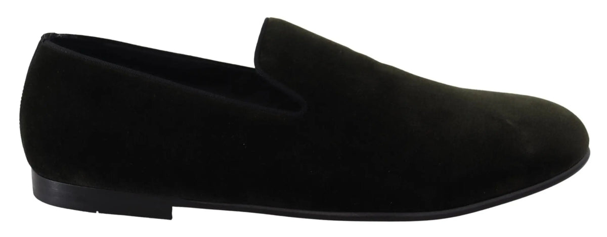 Mocassin homme dolce & gabbana en daim noir à enfiler avec semelle en caoutchouc profilée basse