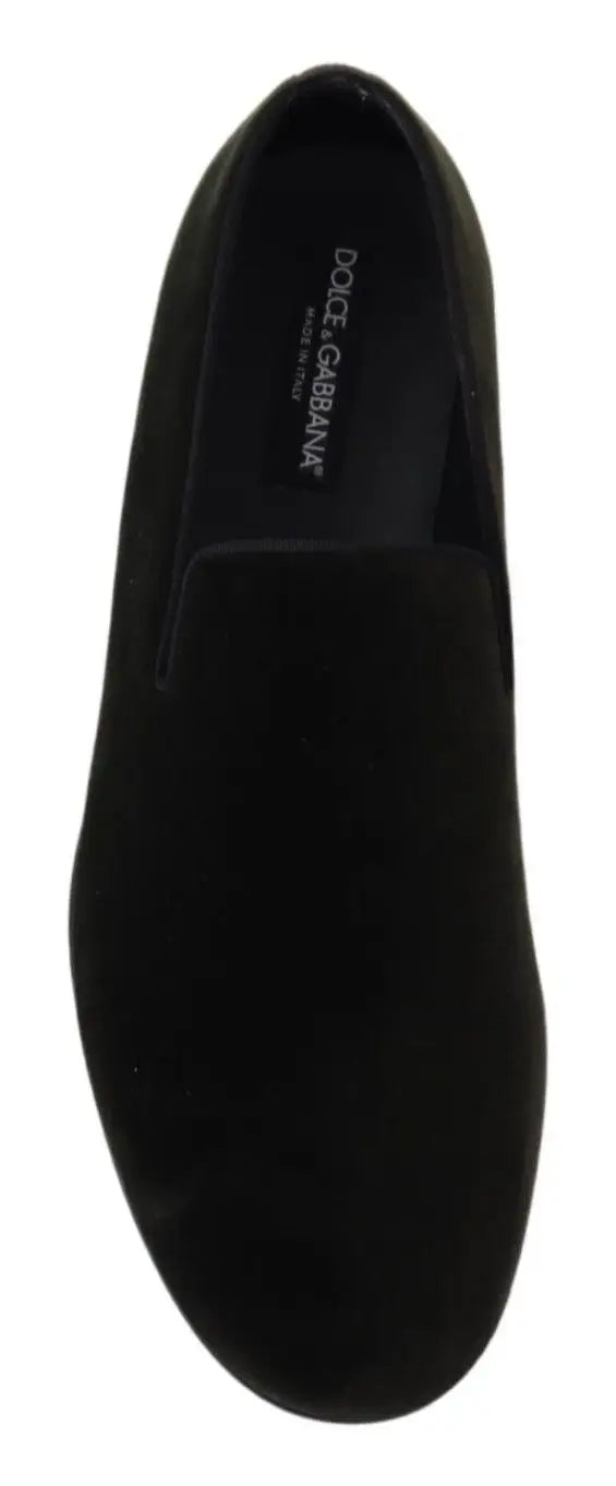 Dolce & Gabbana mocassin slip-on noir en daim pour homme dans un modèle vert en velours