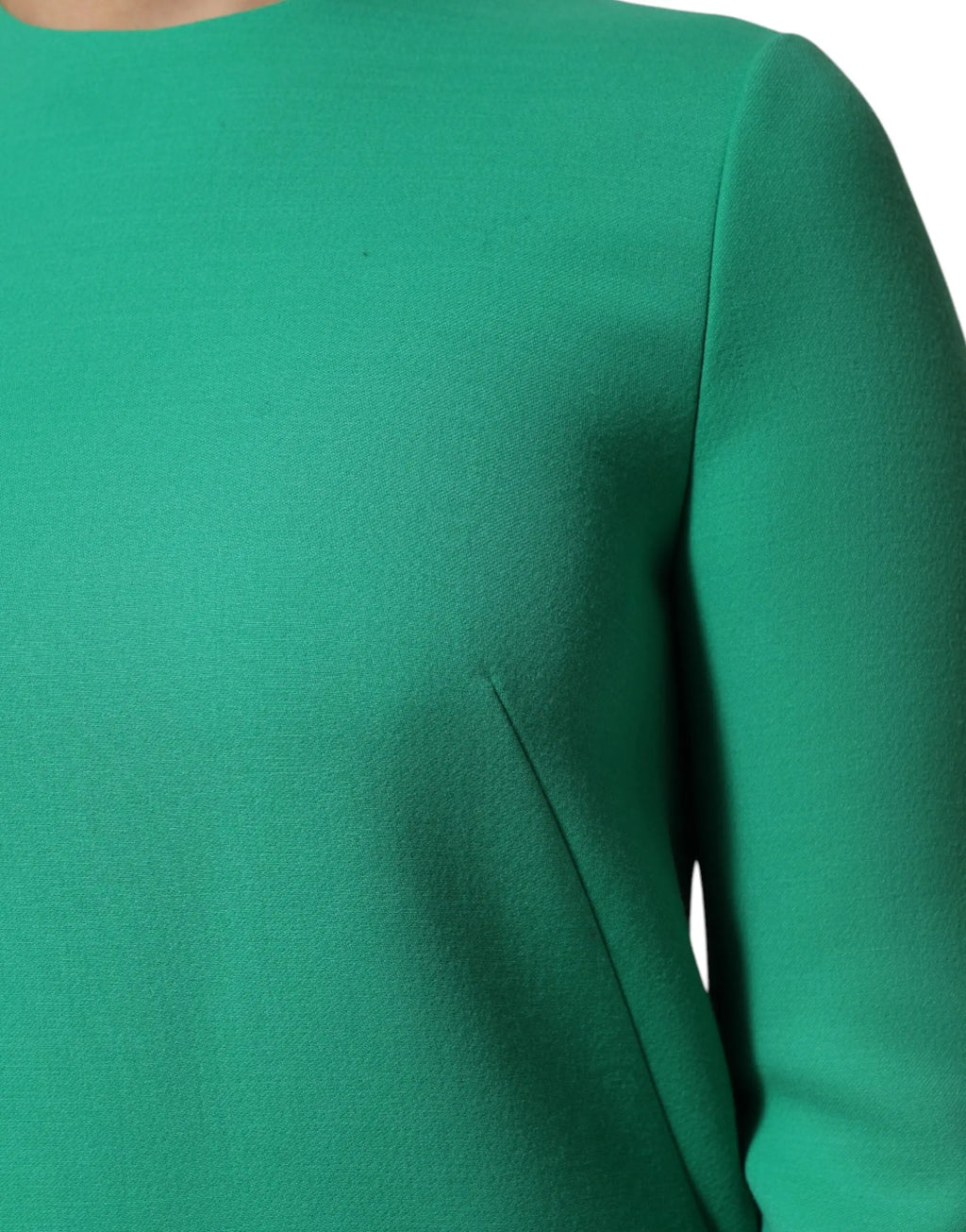 Robe mini à manches longues verte émeraude en viscose acetate élégante de dolce & gabbana avec tissu structuré