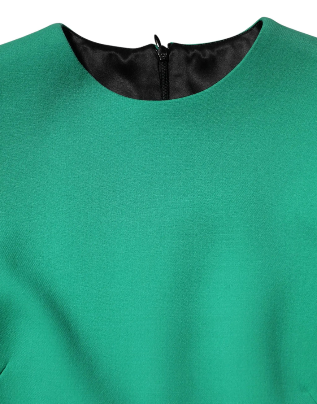 Robe mini à manches longues dolce & gabbana en viscose et acétate verte avec col en satin noir et fermeture éclair