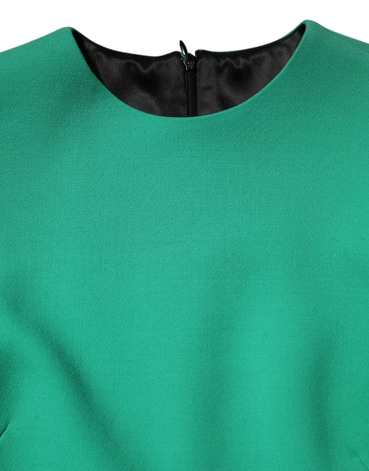 Robe mini à manches longues dolce & gabbana en viscose et acétate verte avec col en satin noir et fermeture éclair