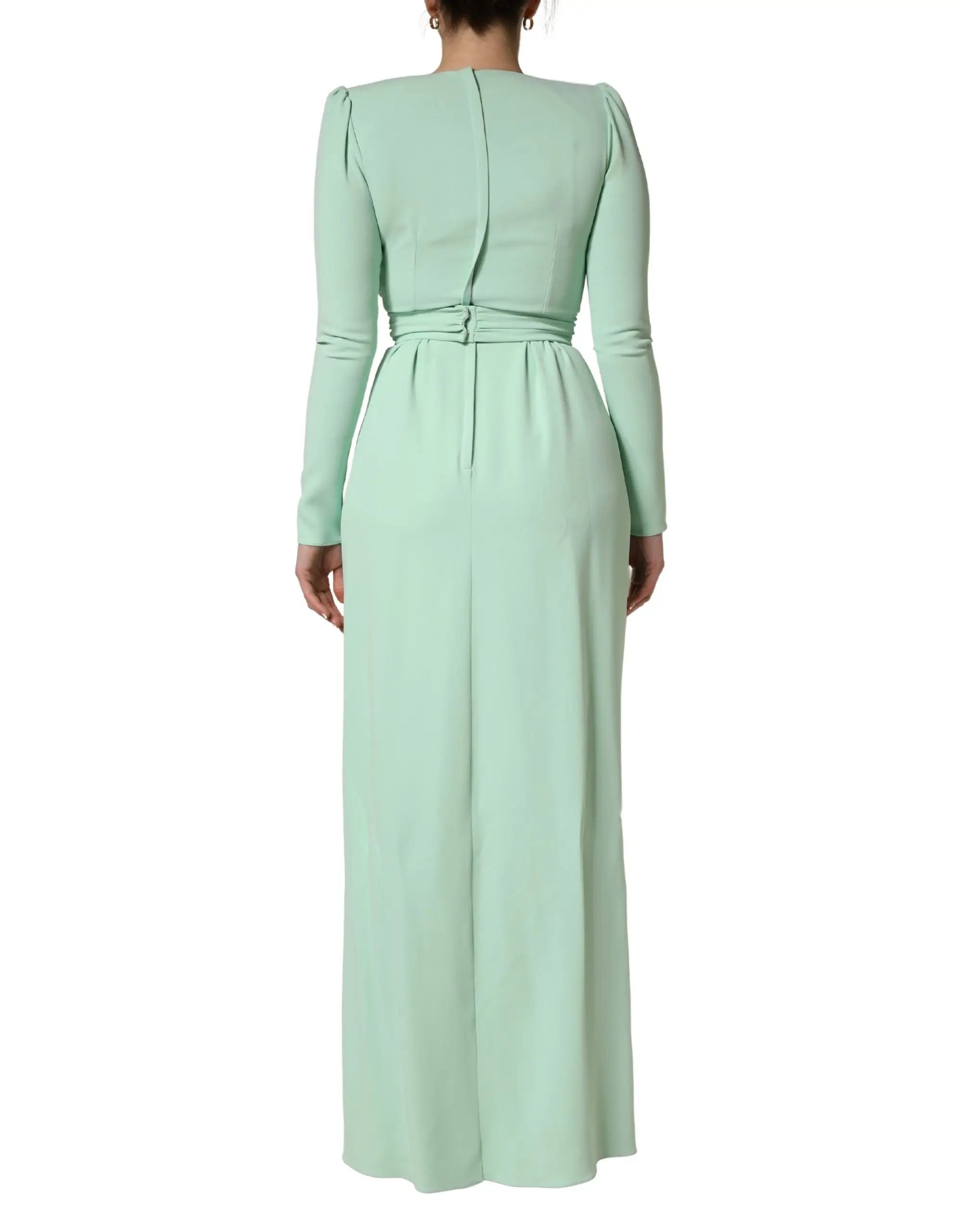 Robe longue verte en viscose dolce & gabbana manches longues avec corsage ajusté et jupe fluide
