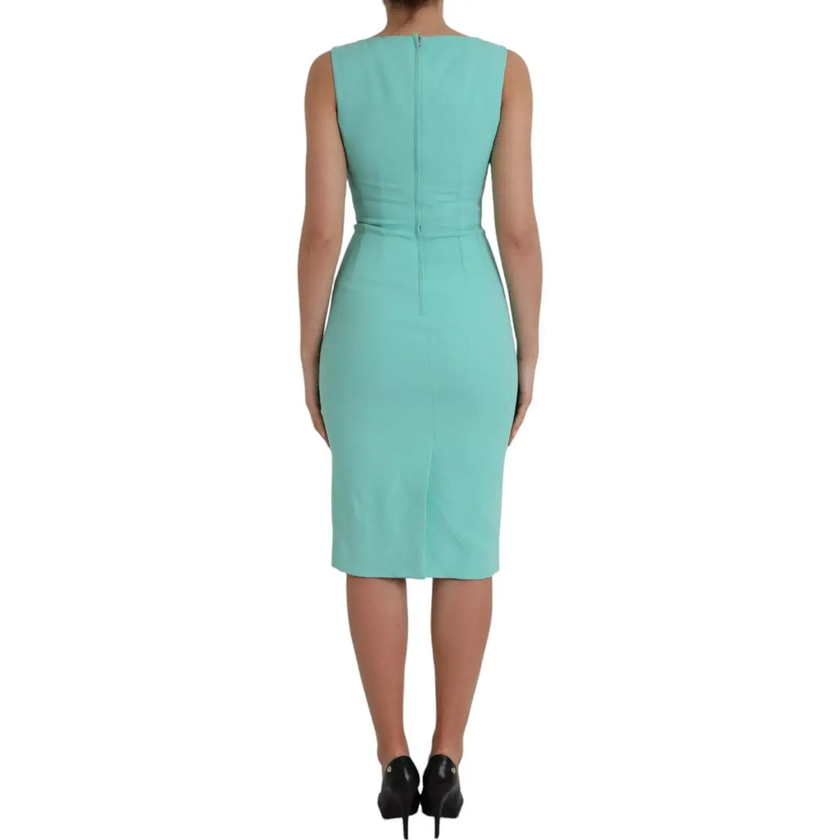 Robe crayon midi sans manches dolce et gabbana en viscose verte menthe avec silhouette ajustée et taille subtile