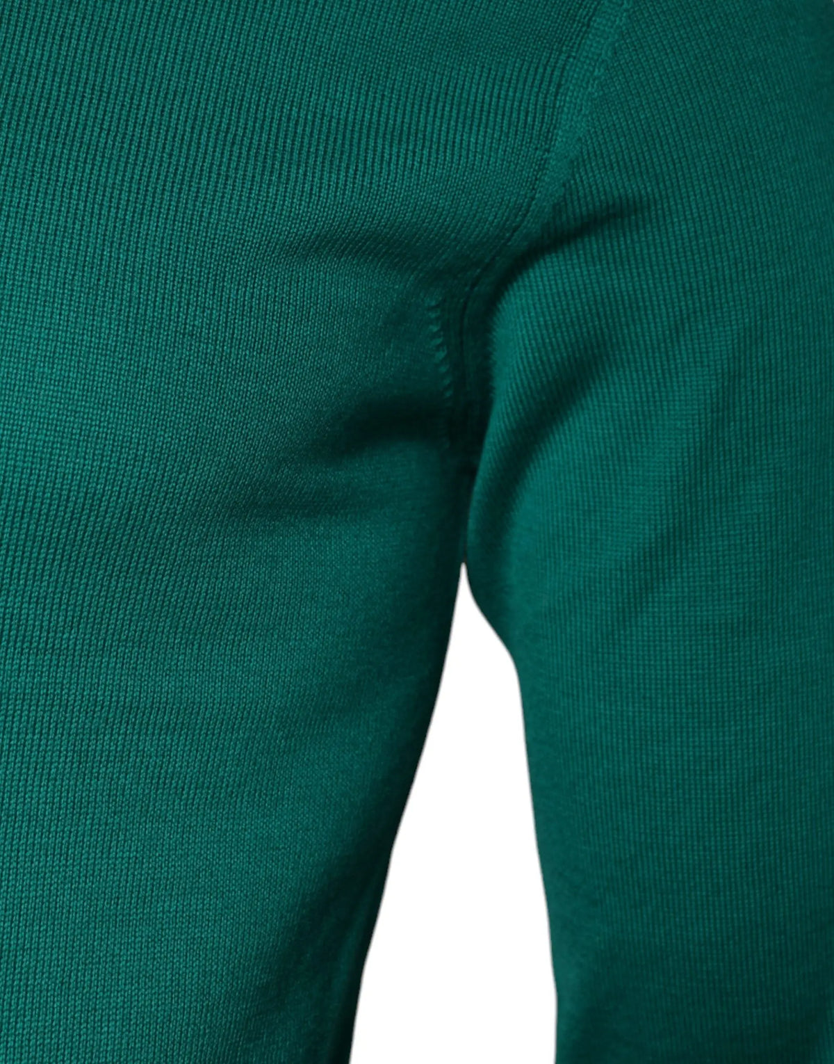 Manche de pull dolce & gabbana vert en laine côtelée avec col rond en tricot