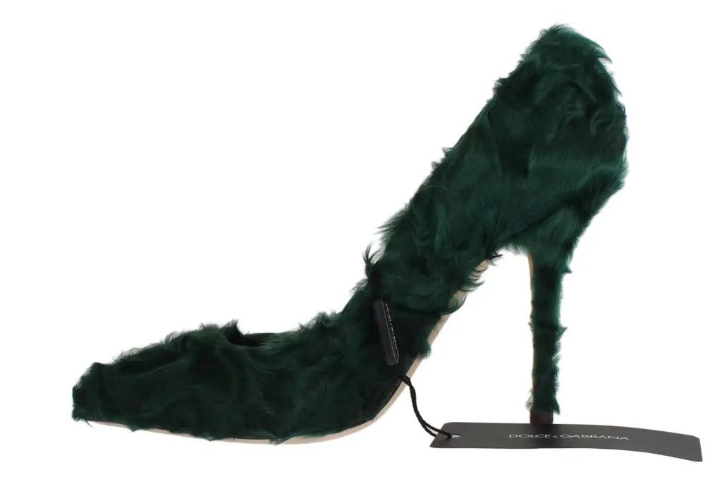 Escarpins dolce & gabbana verts en cuir et plumes dagneau au dos vue arrière