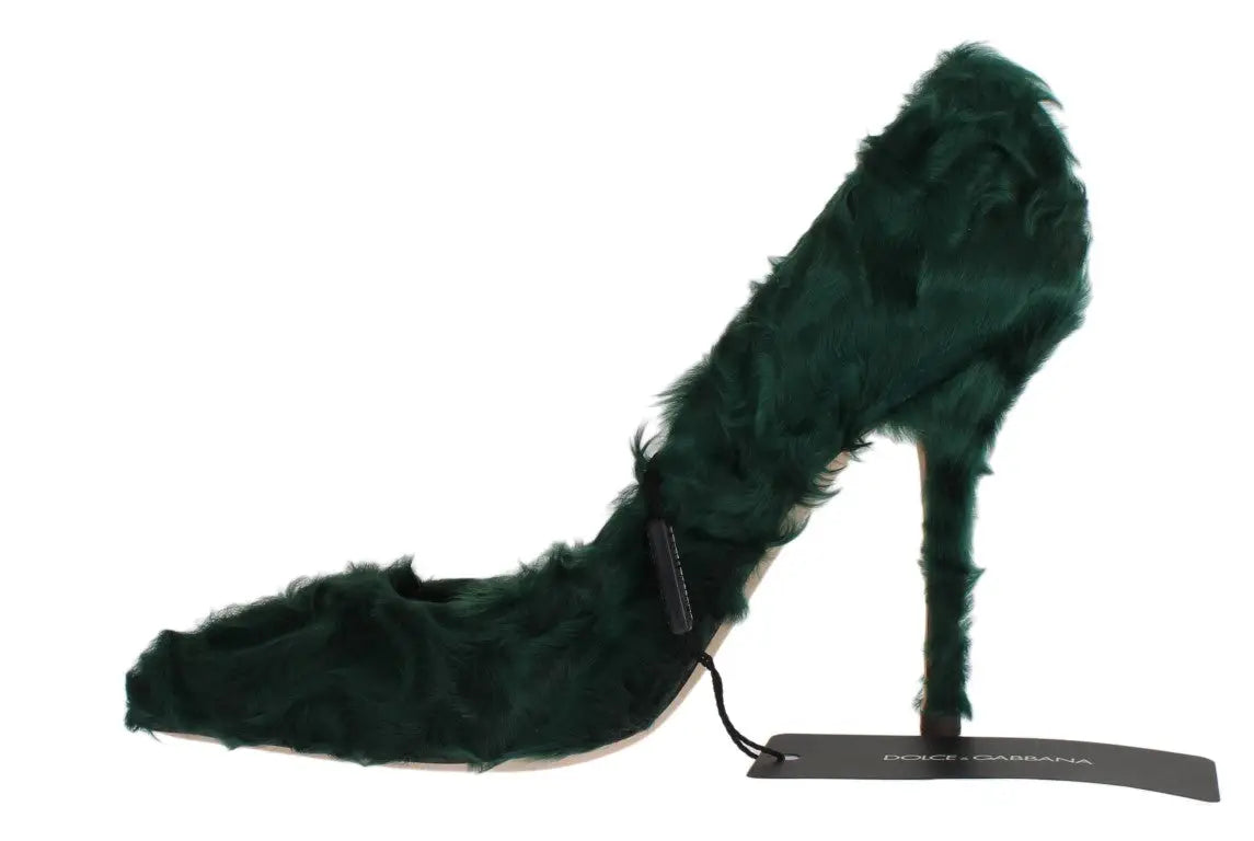 Escarpins dolce & gabbana verts en cuir et plumes dagneau au dos vue arrière