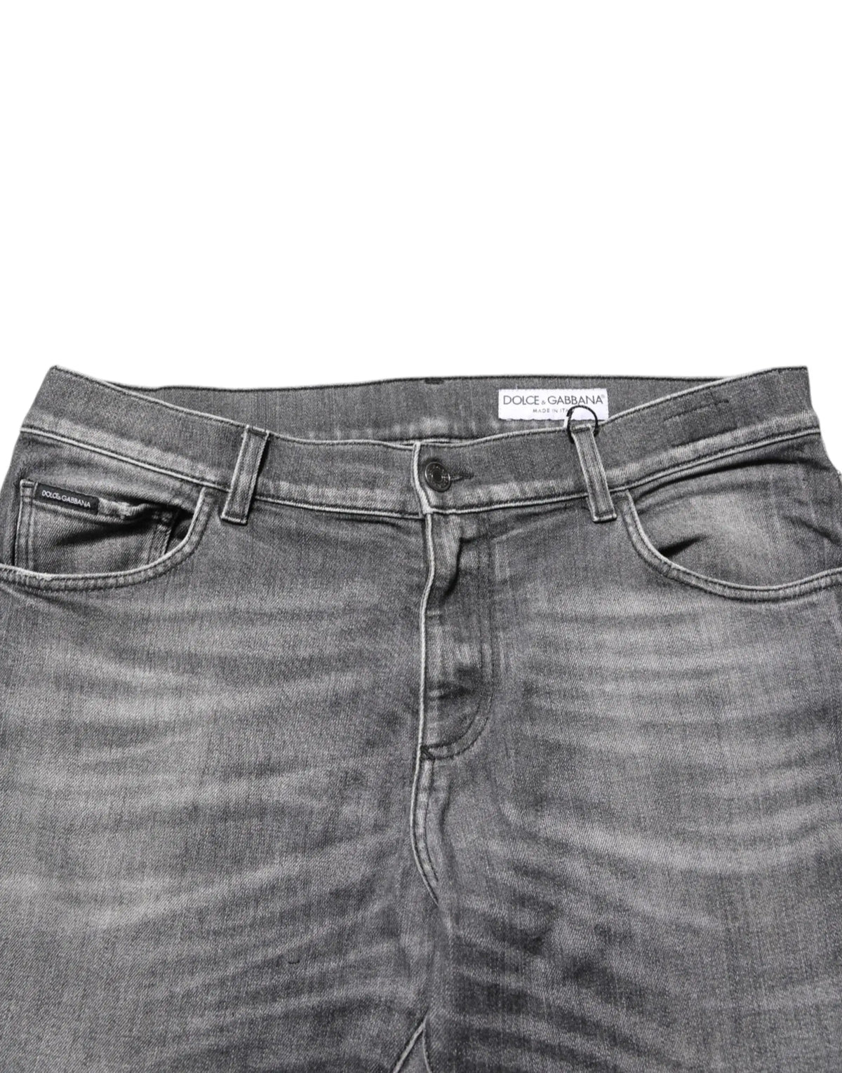 Dolce & gabbana jean slim fit gris en coton avec finition délavée et effet usé et design classique cinq poches