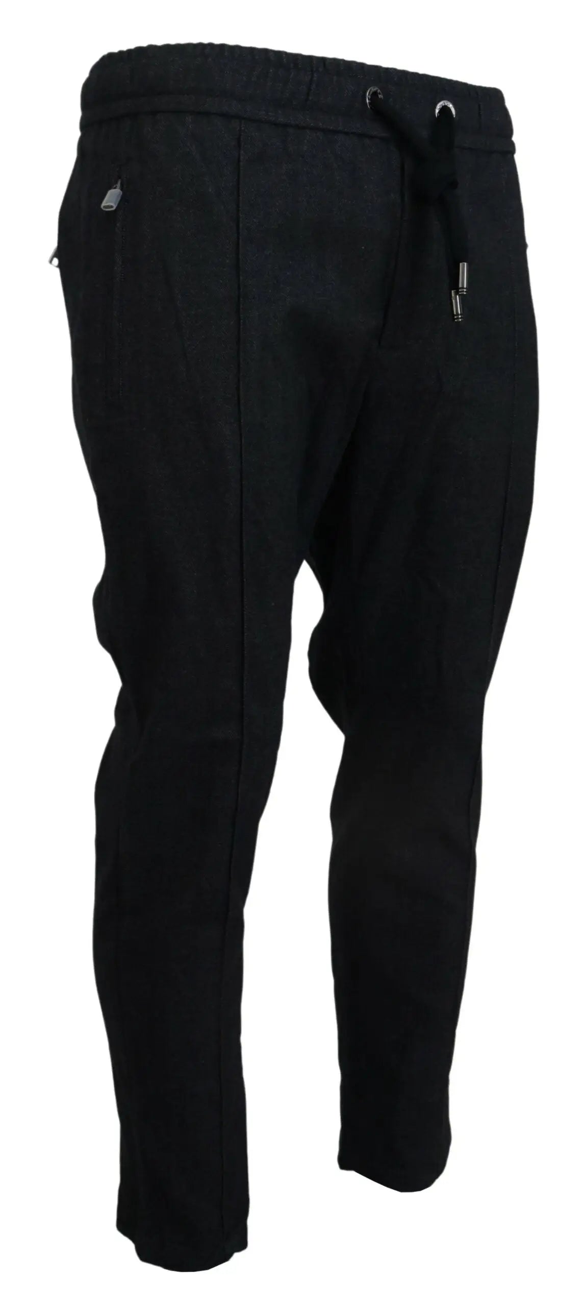 Pantalon tapered en coton gris dolce & gabbana avec poches latérales discrètes et coupe ajustée élégante