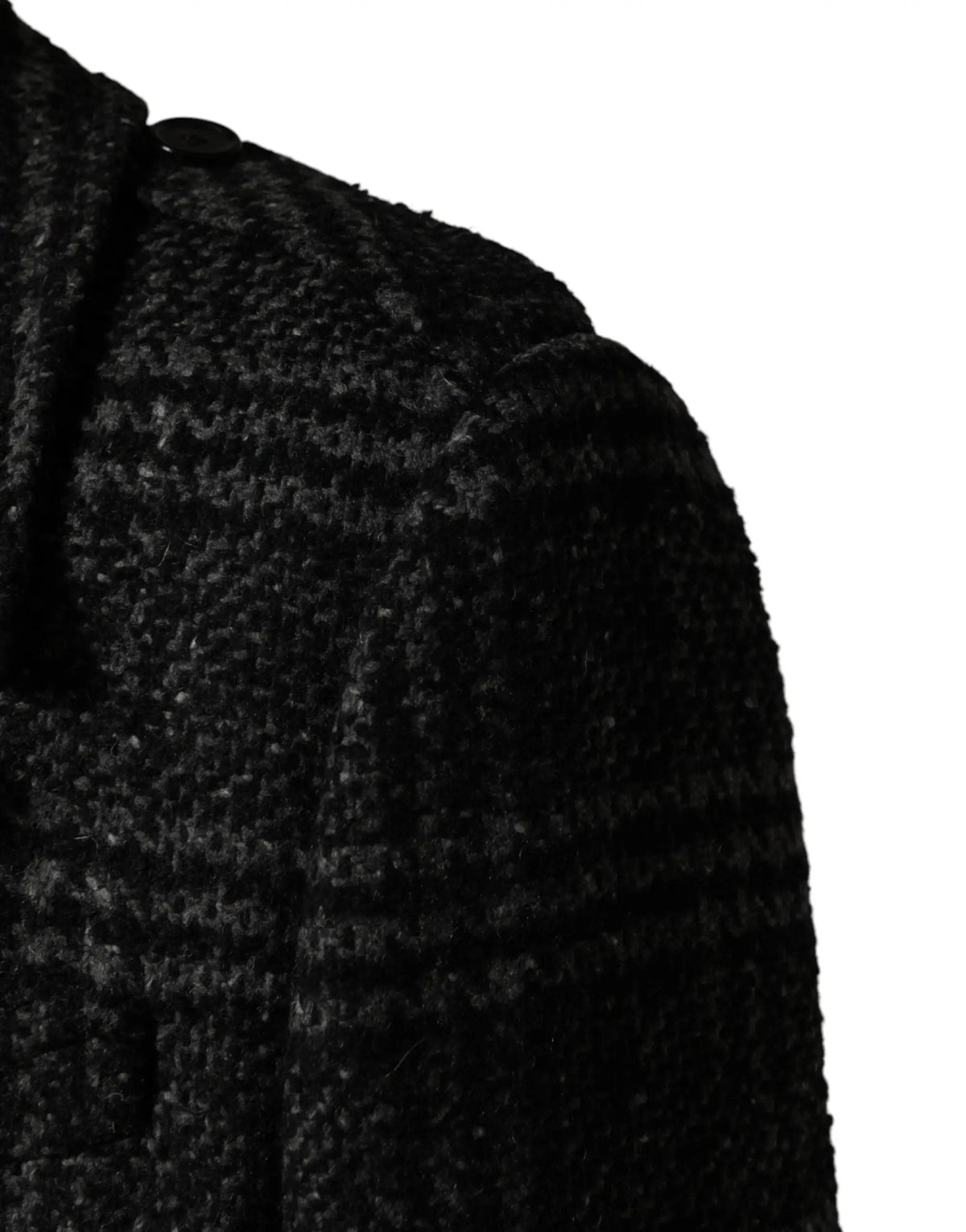 Veste dolce & gabbana en tweed texturé noir avec motif chevrons subtil et bouton foncé au col