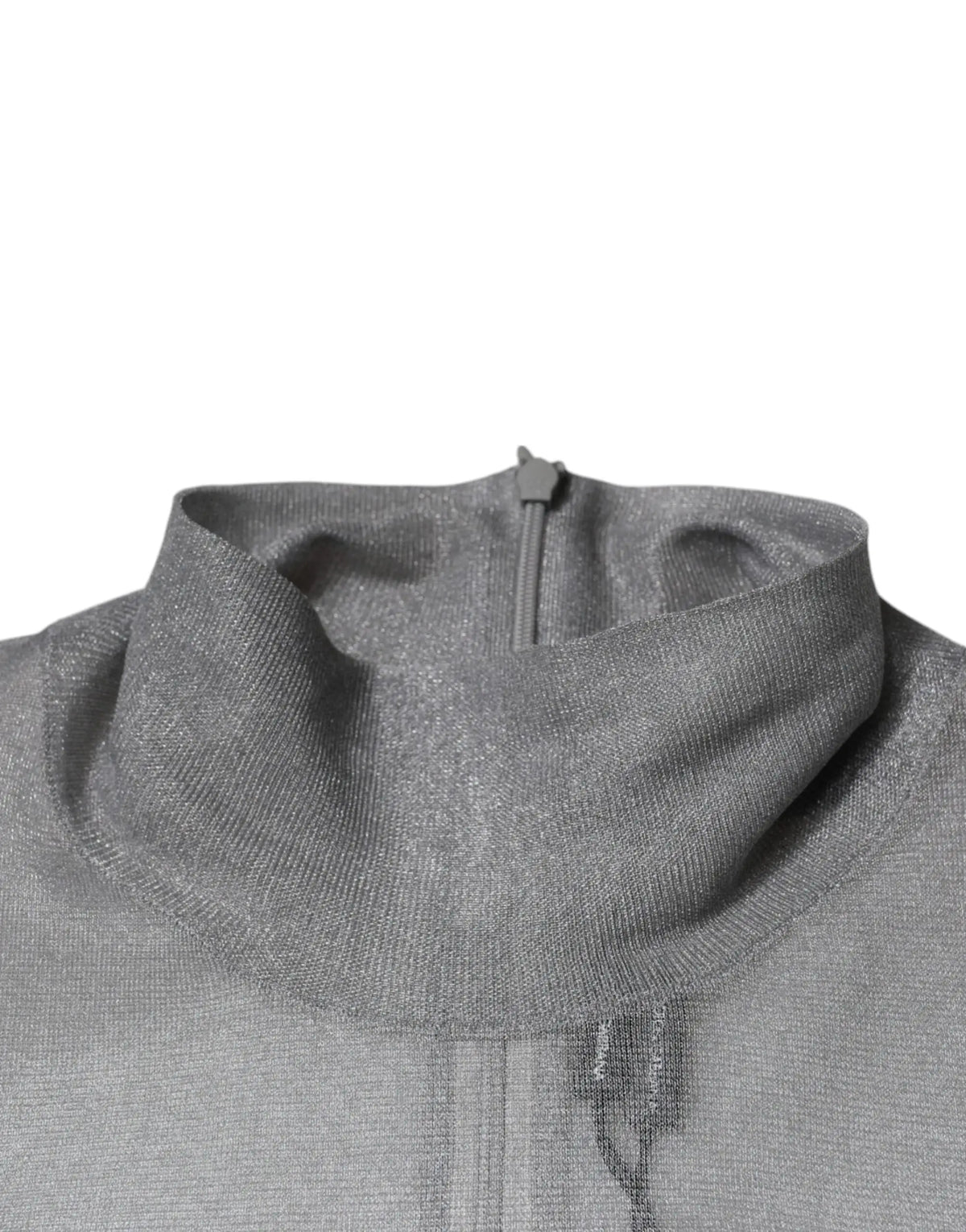 Sweat à capuche gris en maille avec col côtelé et fermeture éclair assortie dolce & gabbana mesh turtleneck blouse manches longues