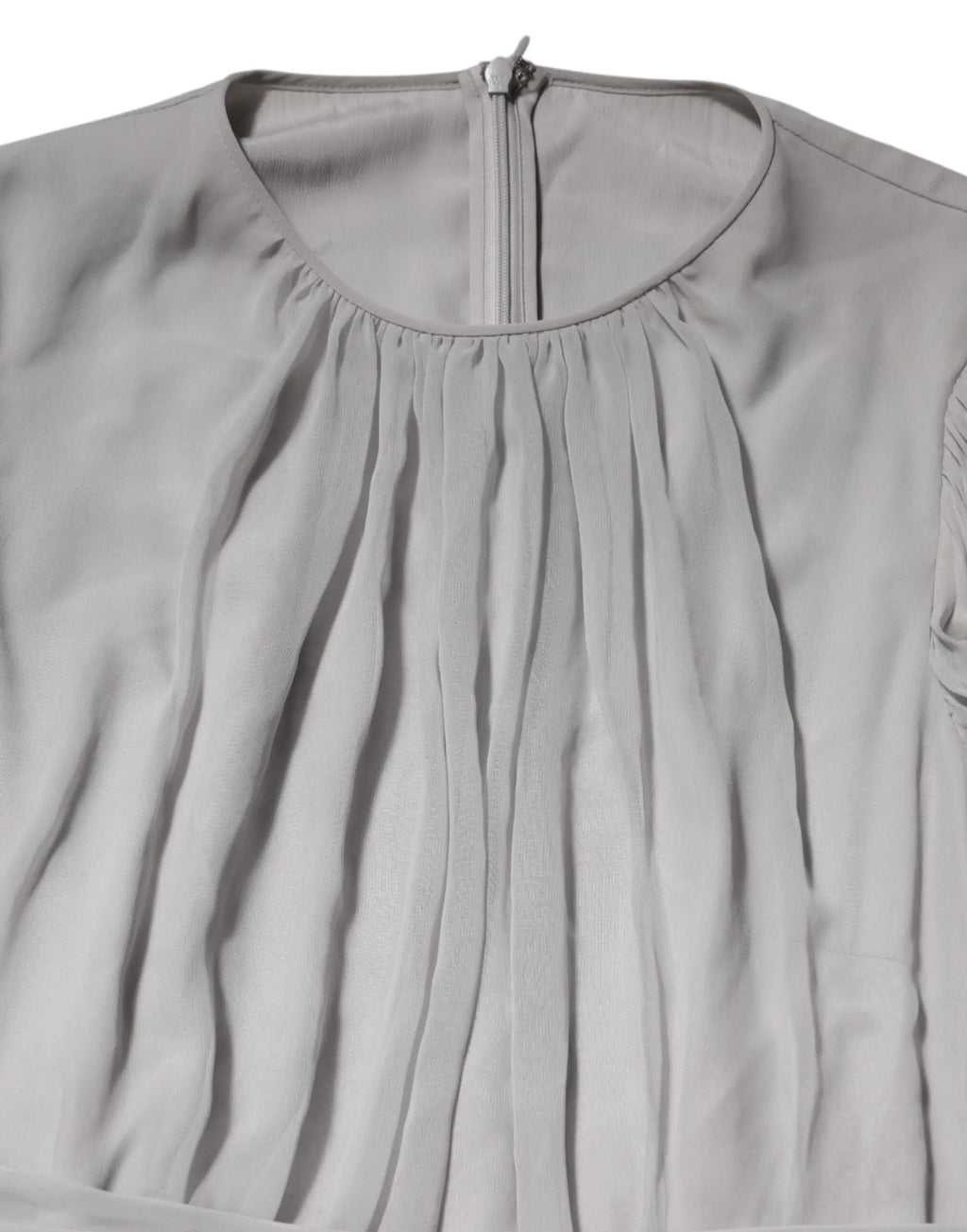 Blouse gris plissé en mélange de soie dolce & gabbana avec fermeture éclair centrale au niveau du col