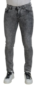 Jean slim fit gris délavé en coton avec design cinq poches de dolce & gabbana pour homme