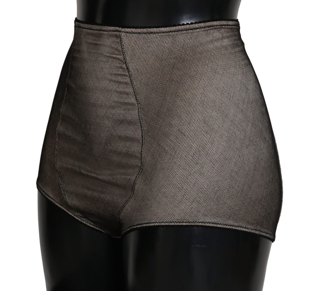 Sous-vêtements Dolce & Gabbana beige avec filet noir, bas de lingerie élégant et confortable, visible en détail dans l'image.