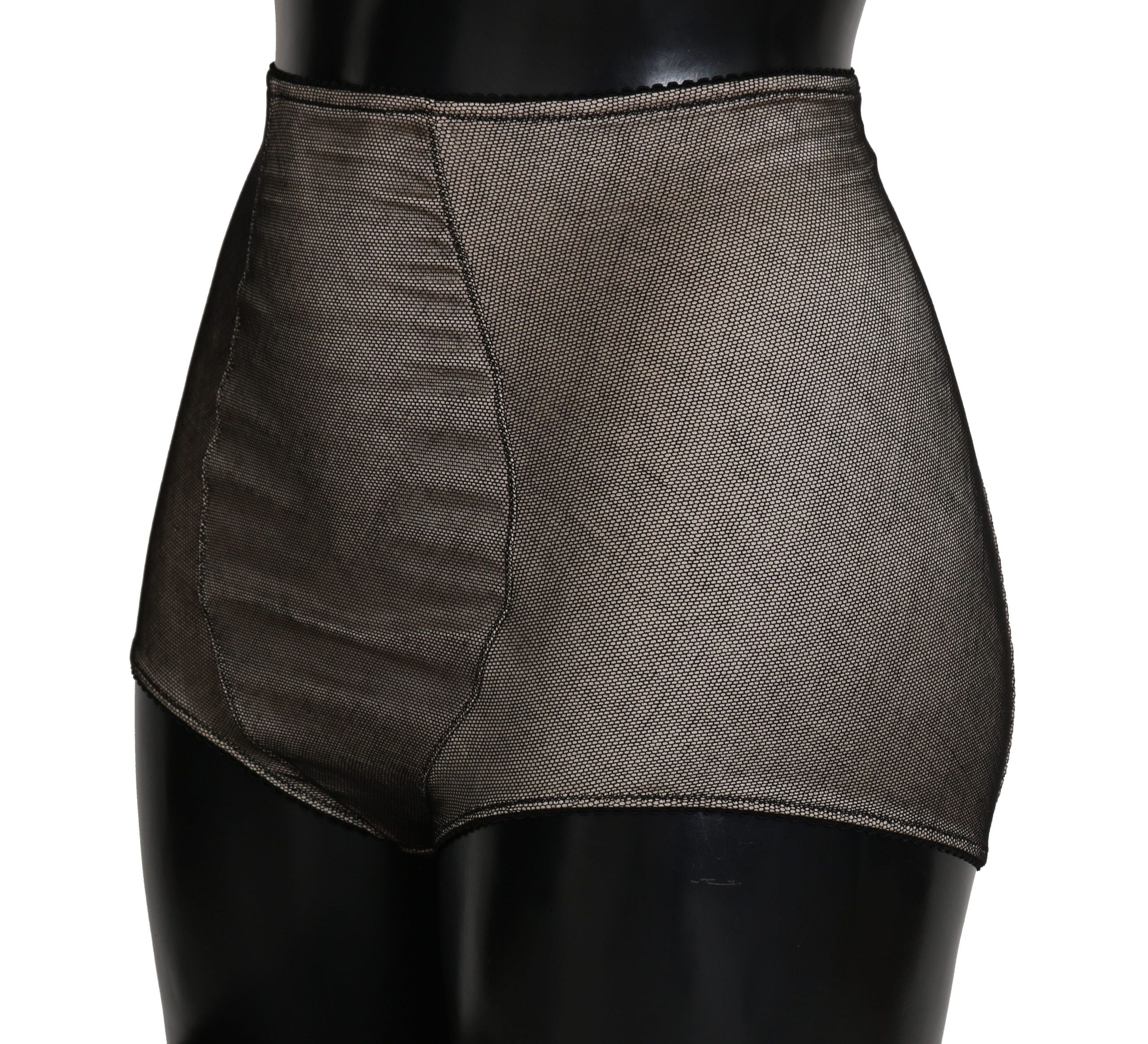 Sous-vêtements Dolce & Gabbana beige avec filet noir, bas de lingerie élégant et confortable, visible en détail dans l'image.