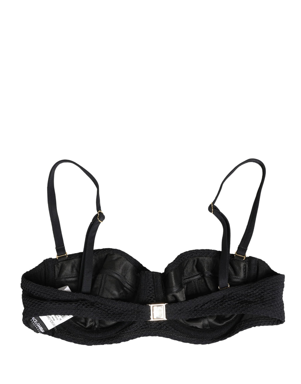 Soutien-gorge rembourré en nylon noir de Dolce & Gabbana, style balconnet, sous-vêtements élégants et confortables.