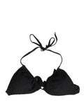 Top de bikini triangle rembourré noir Dolce & Gabbana, maillot de bain halter élégant et tendance.