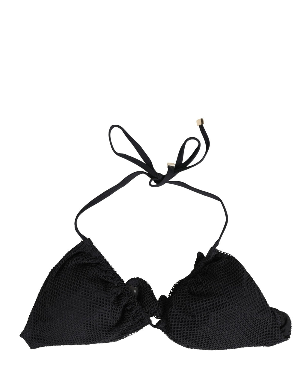 Bikini triangle rembourré noir de Dolce & Gabbana, haut de maillot de bain halter, en tissu matelassé.