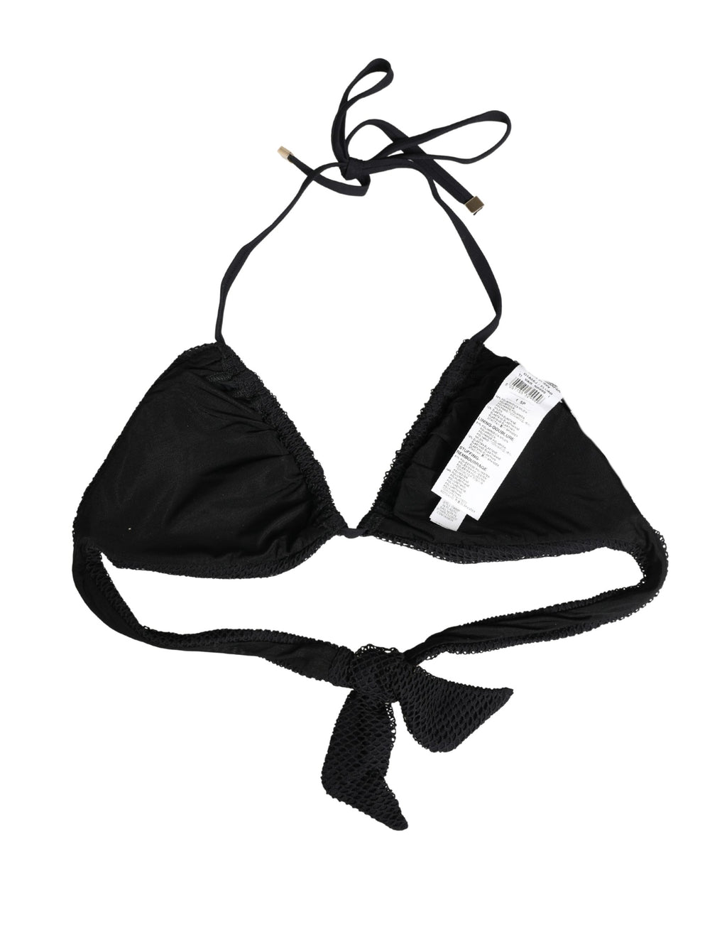Top de bikini triangle rembourré noir Dolce & Gabbana, maillot de bain élégant pour l'été.