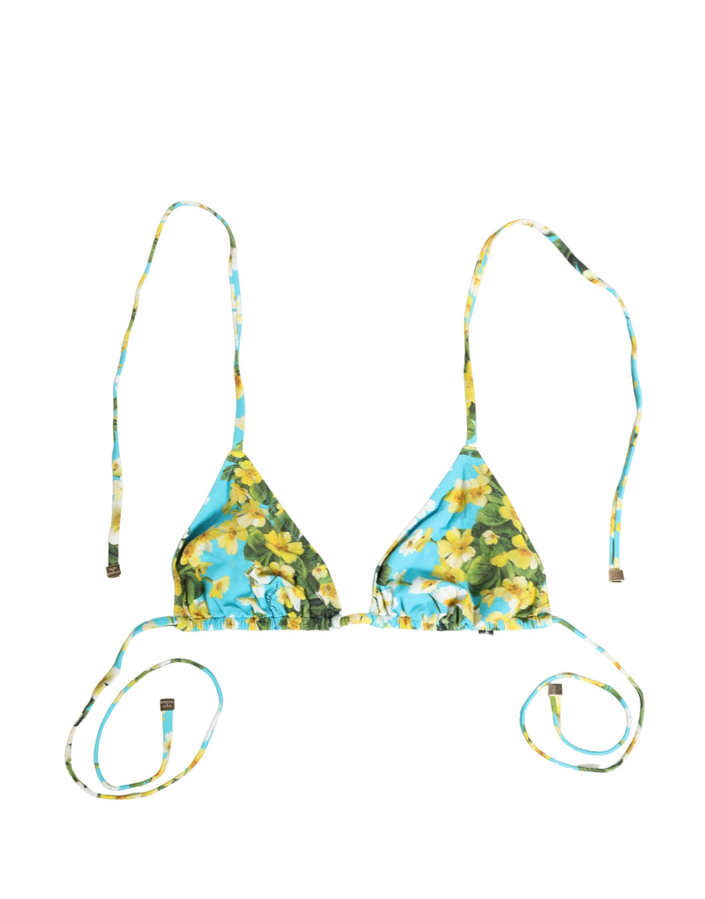 Maillot de bain bikini halter en nylon à imprimé floral bleu de Dolce & Gabbana, haut de maillot de bain élégant et tendance