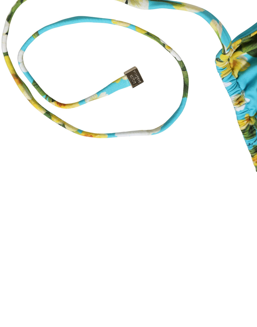 Maillot de bain bikini halter en nylon à imprimé floral bleu de Dolce & Gabbana, haut de maillot de bain élégant.