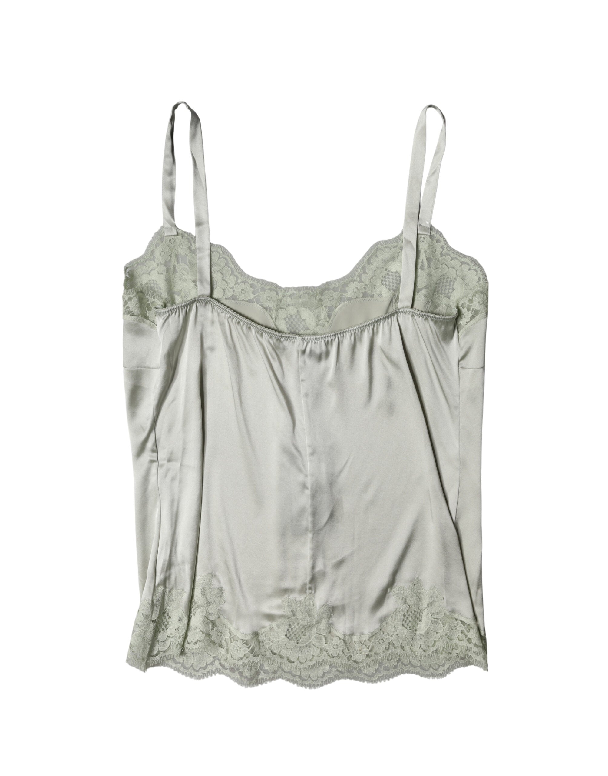 Top de lingerie Dolce & Gabbana Light Green avec dentelle florale, sous-vêtement élégant et féminin.