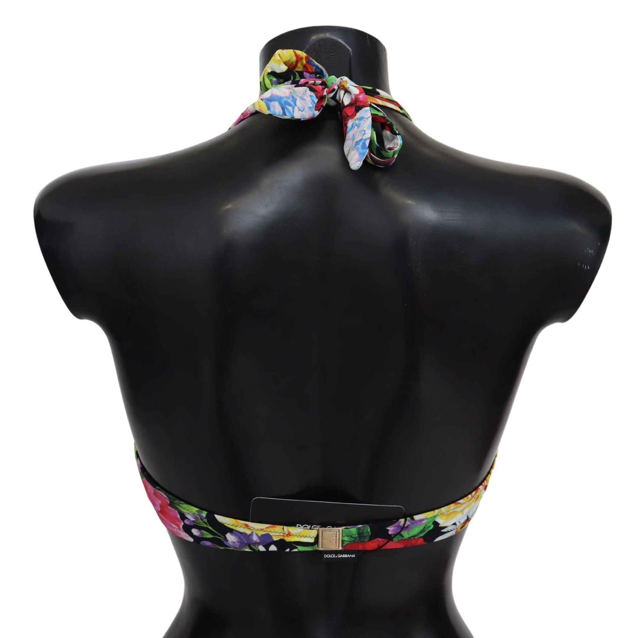 Top de bikini Dolce & Gabbana à motif floral multicolore, maillot de bain élégant pour femmes