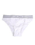 Slip blanc en dentelle Dolce & Gabbana avec logo à la taille, sous-vêtements féminins élégants et confortables.