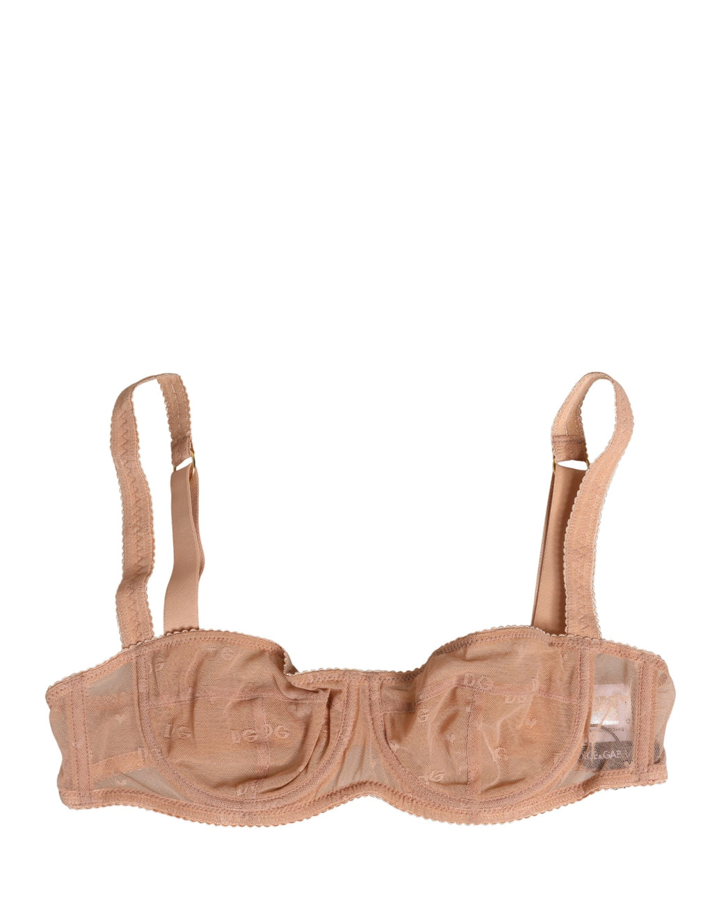 Soutien-gorge balconnet en dentelle beige avec armatures, fabriqué par Dolce & Gabbana, en mesh élégant et raffiné.