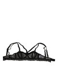 Soutien-gorge balconnet en dentelle florale noire de Dolce & Gabbana, en nylon, avec détails élégants.