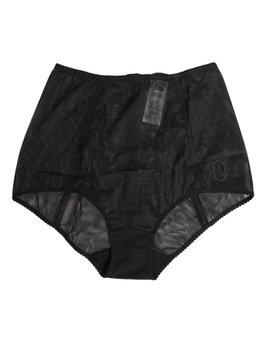 Sous-vêtements shapewear noir haute taille en mesh transparent de Dolce & Gabbana, ajustement élégant et sophistiqué
