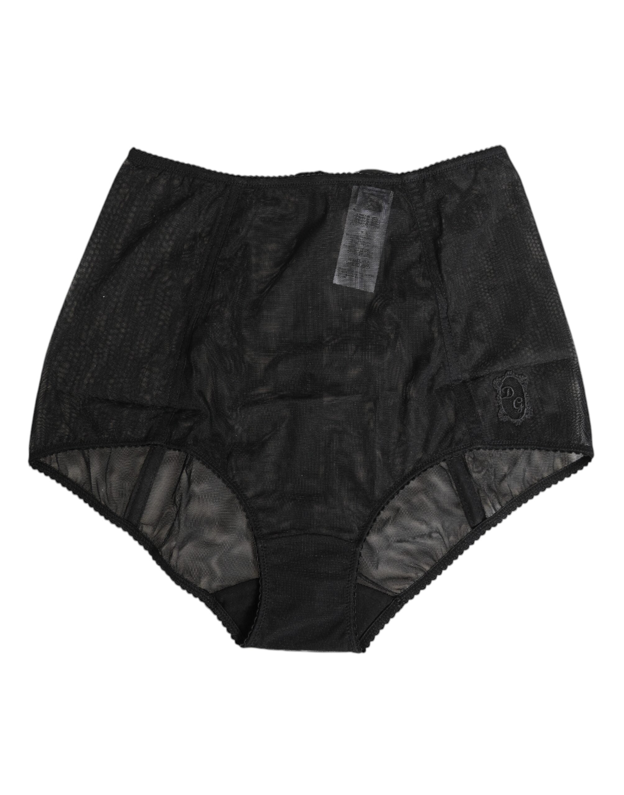 Sous-vêtements shapewear noir haute taille en mesh transparent de Dolce & Gabbana, ajustement élégant et sophistiqué