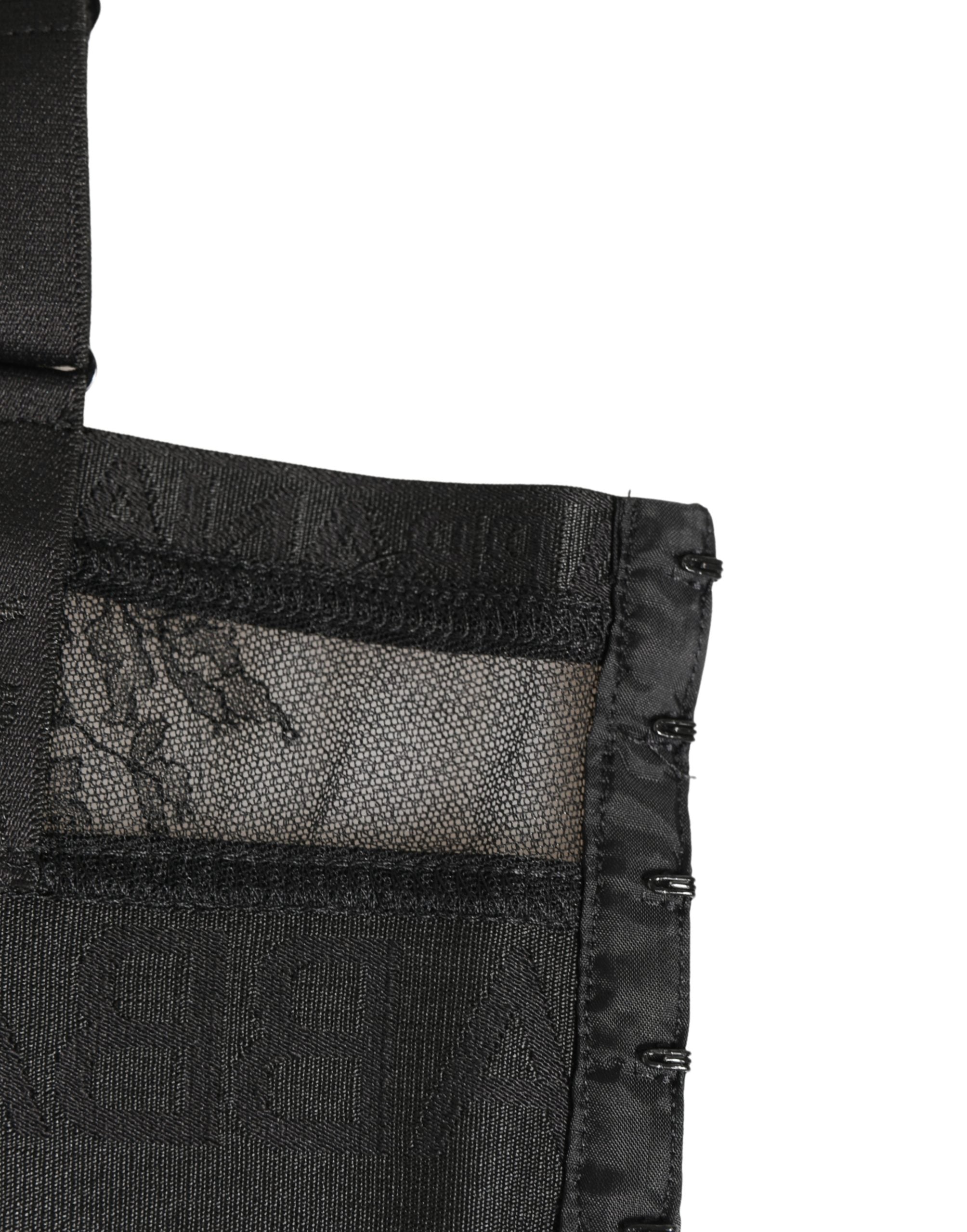 Soutien-gorge noir Dolce & Gabbana Logo Monogram en coton doux, avec bonnets soft cup et détails en laiton.