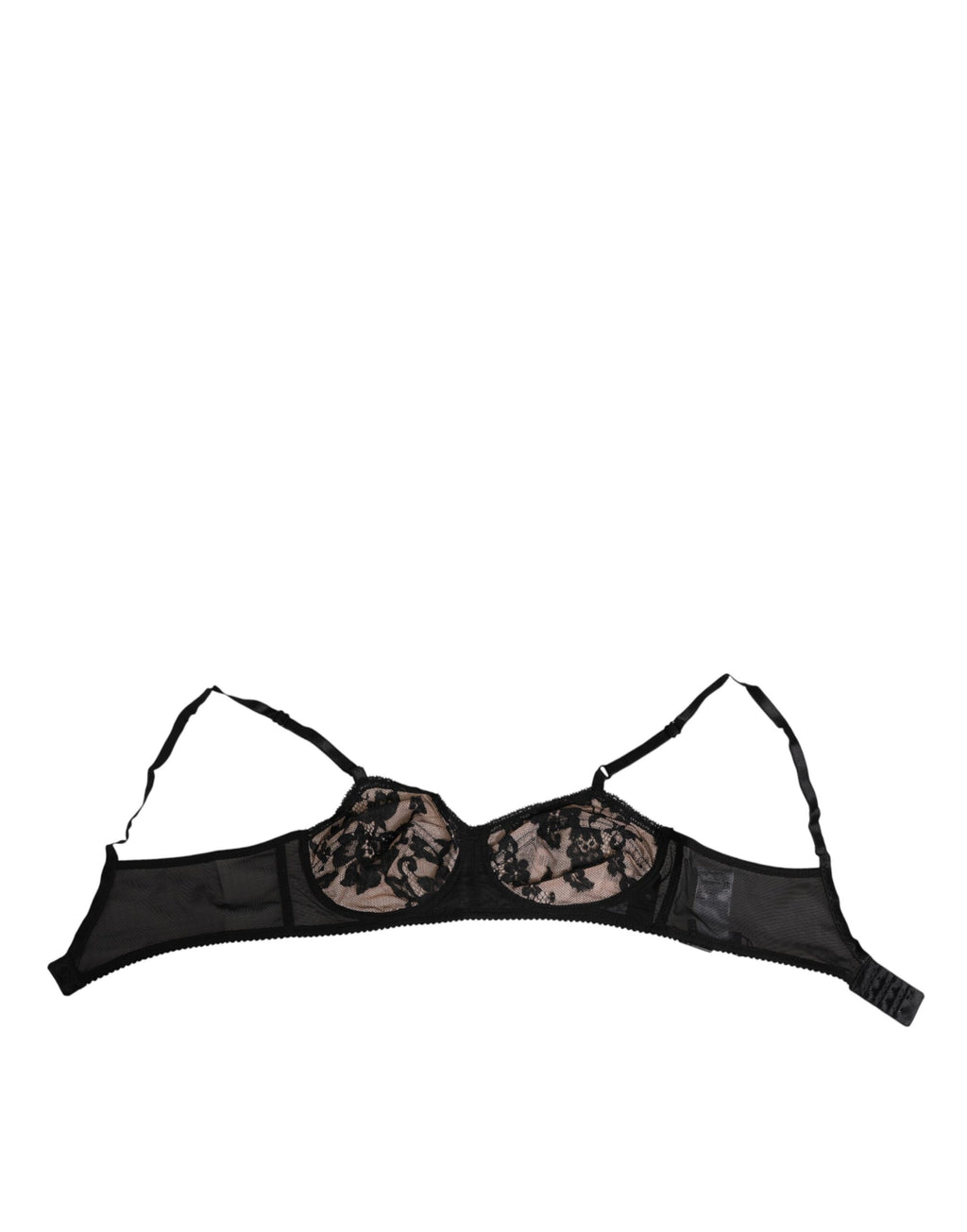 Soutien-gorge noir en dentelle florale transparente de Dolce & Gabbana, sous-vêtements élégants et délicats.