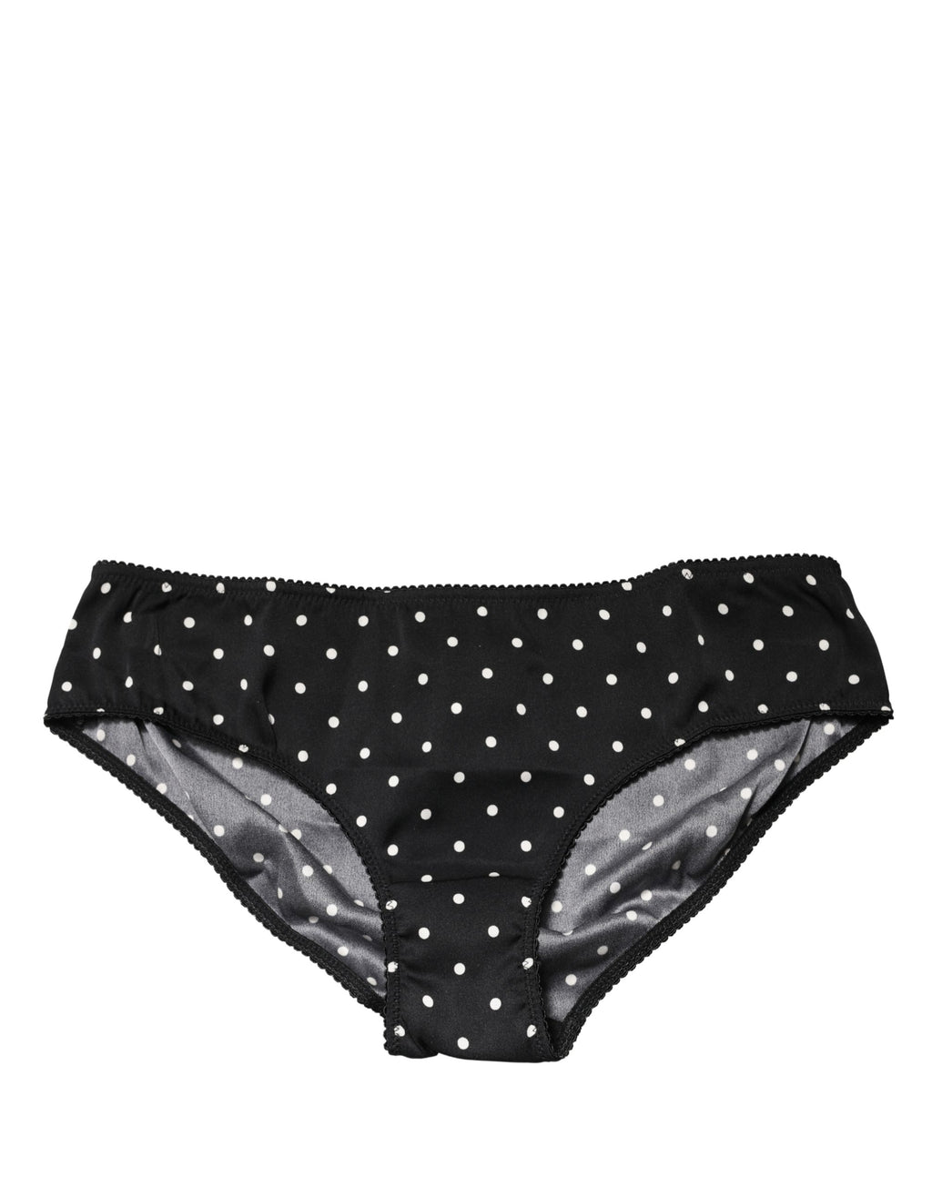 Sous-vêtements Dolce & Gabbana noir à pois blancs, culotte taille moyenne en coton, détails élégants et confortables.