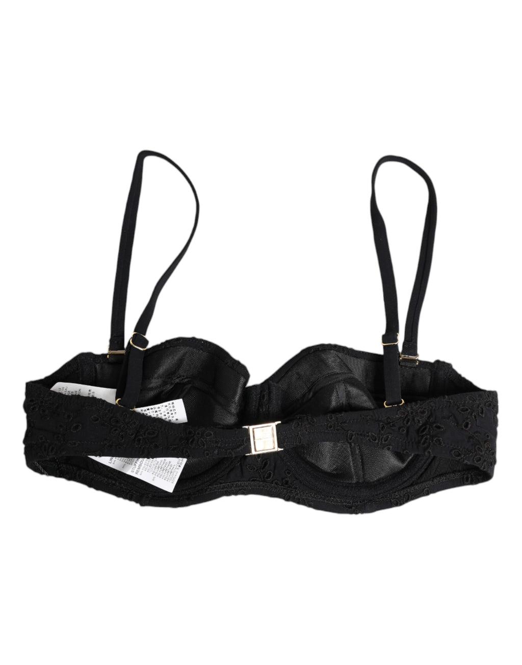 Soutien-gorge noir en polyester brodé de Dolce & Gabbana, avec armatures et détails élégants pour lingerie raffinée.