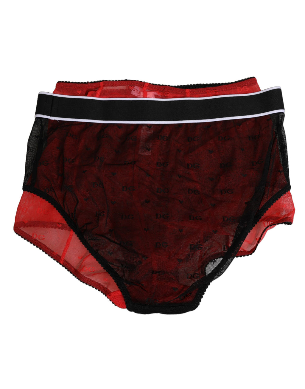 Slip de taille haute en nylon noir et rouge Dolce & Gabbana, sous-vêtement féminin élégant et confortable.