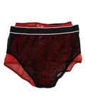 Slip de taille haute en nylon noir et rouge Dolce & Gabbana, sous-vêtement féminin élégant et confortable.