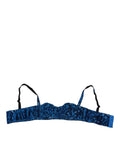 Soutien-gorge balconnet Dolce & Gabbana bleu avec sequins brillants et ornements élégants, lingerie raffinée et sophistiquée.